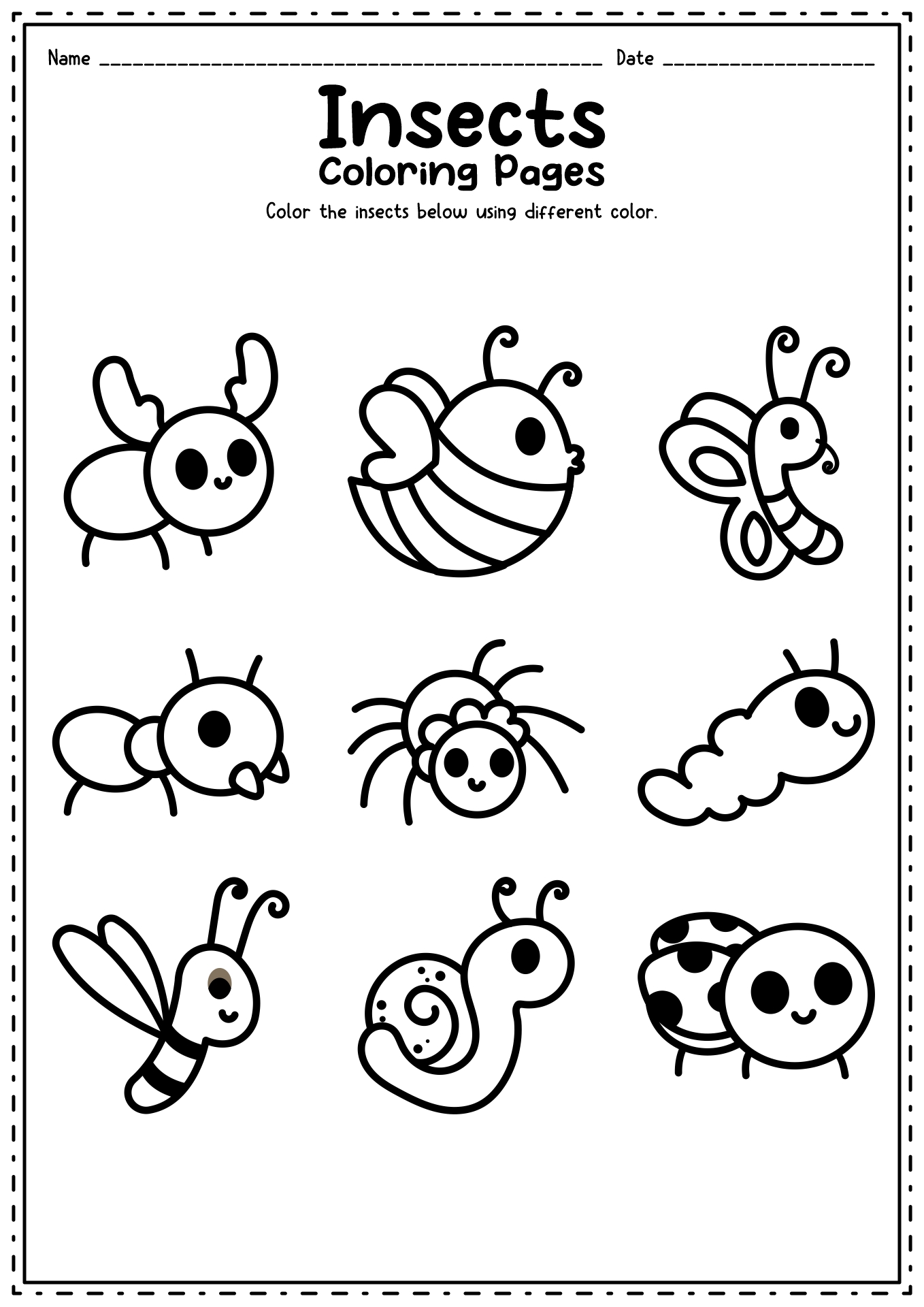Printable Insect Worksheets For Preschool