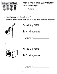 Kindergarten Worksheets Math Problems