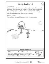 Light and Shadow Worksheet for 1st Grade