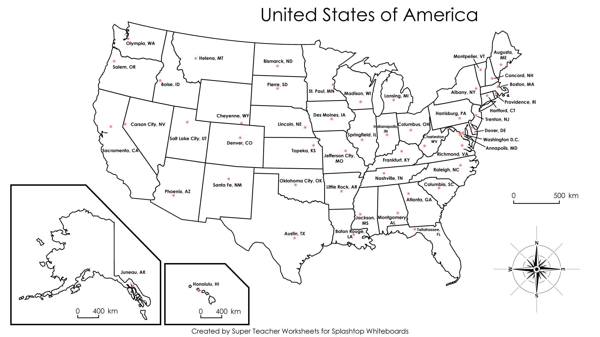 Usa Map With States Blfree Printable Usa Map With States And Capitals