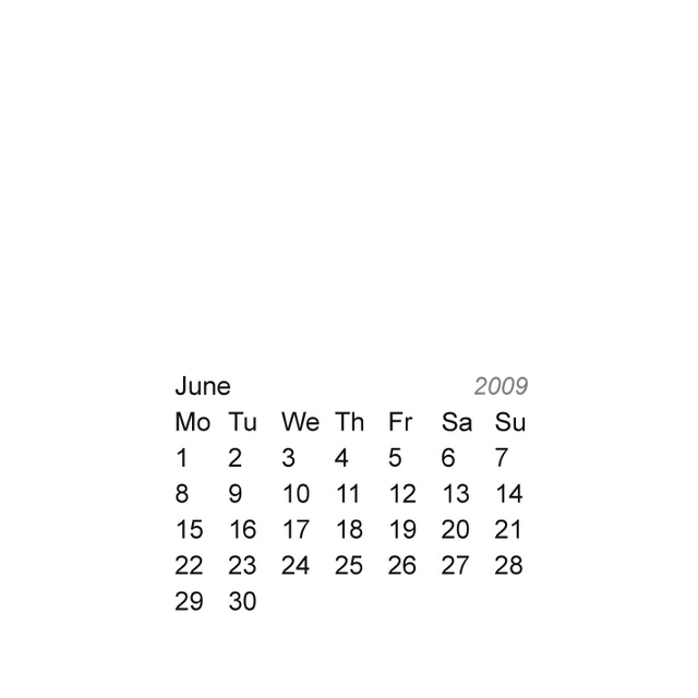2009 Calendar Printable Template
