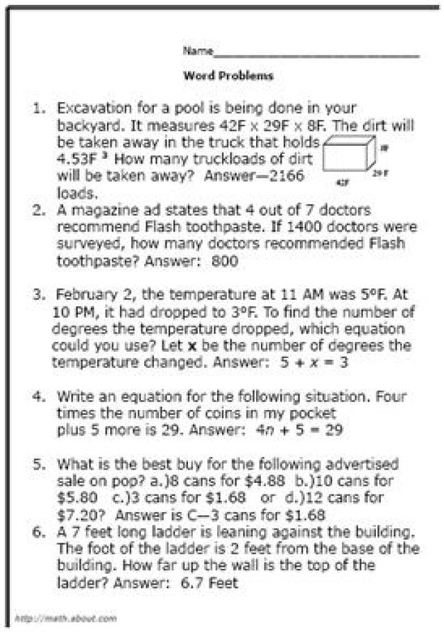 Age Word Problems Worksheet