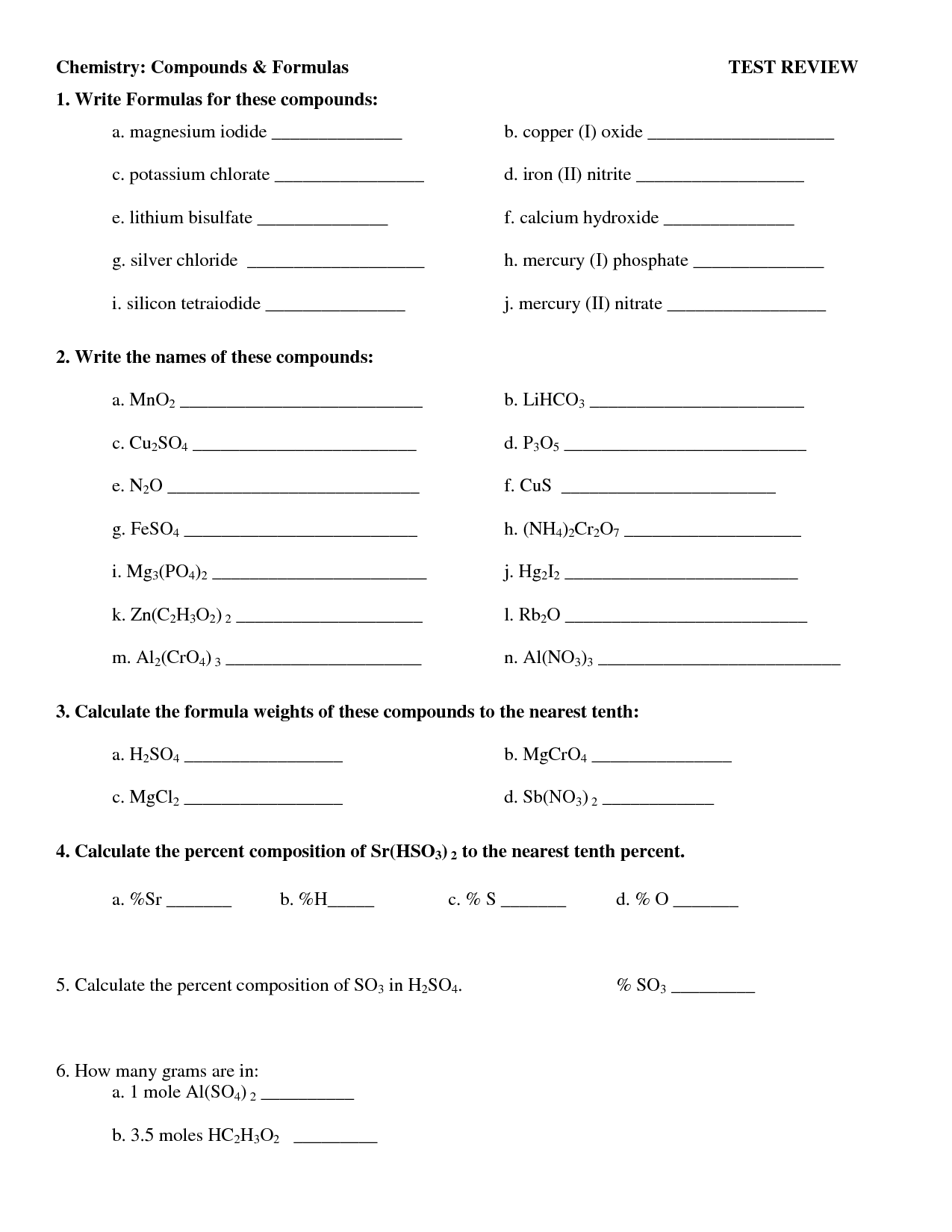 16 Best Images of Chemistry Naming Compounds Worksheet Answers