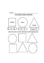 Color and Shape Review Worksheets