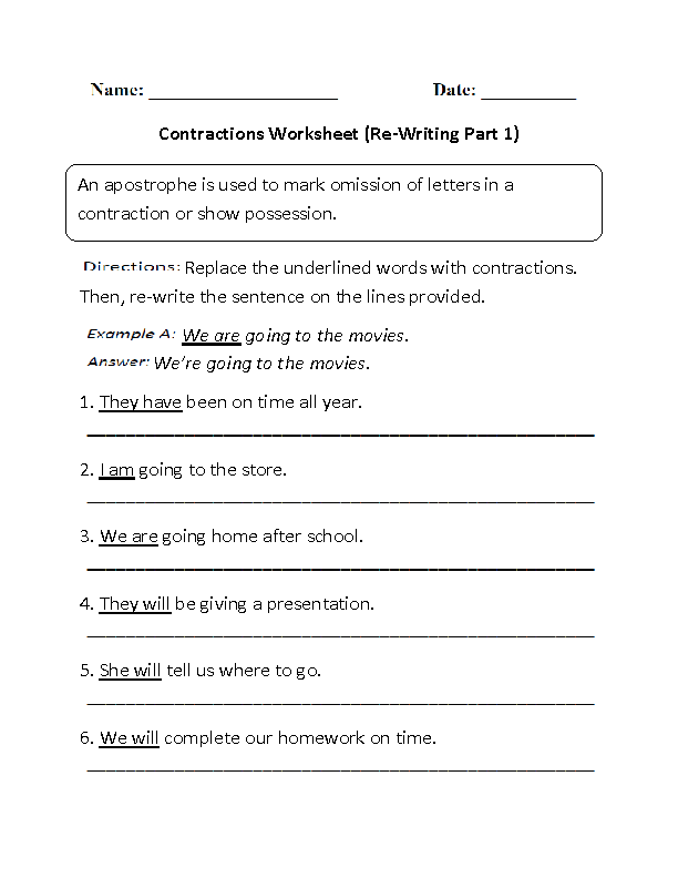 16 Best Images of English Contractions Worksheets - Contractions