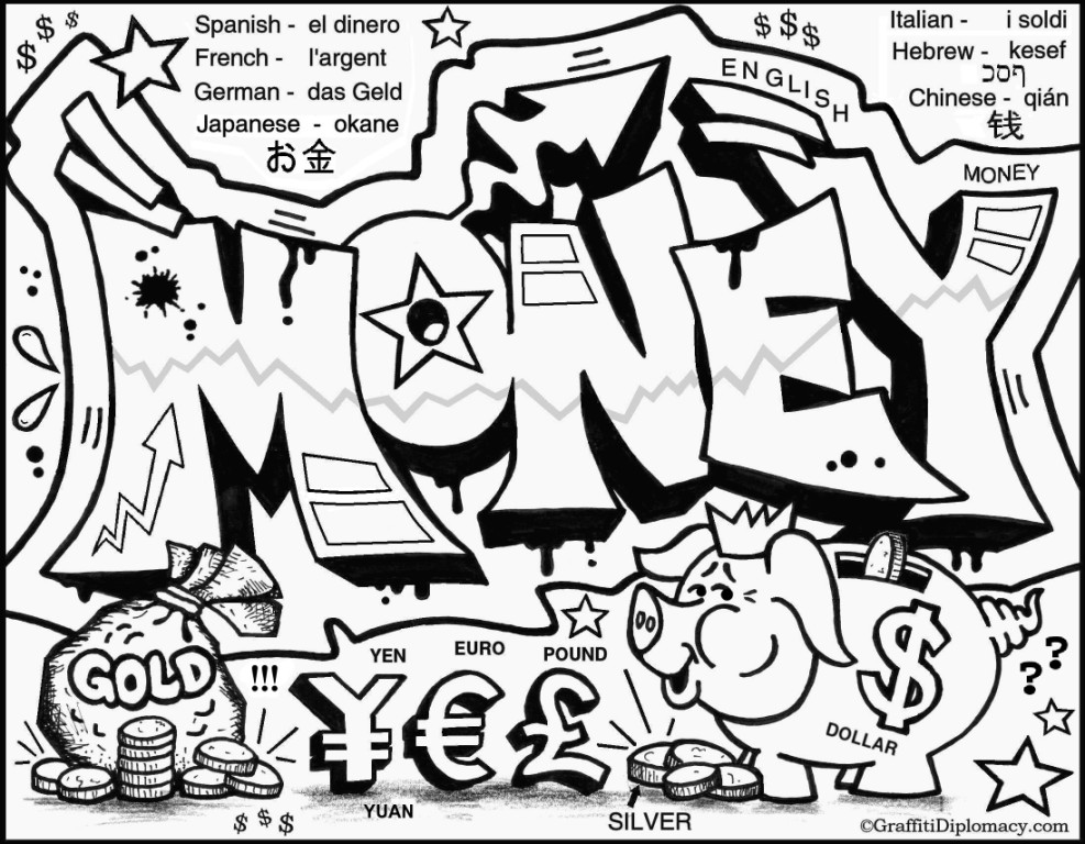 Graffiti Word Money Coloring Pages