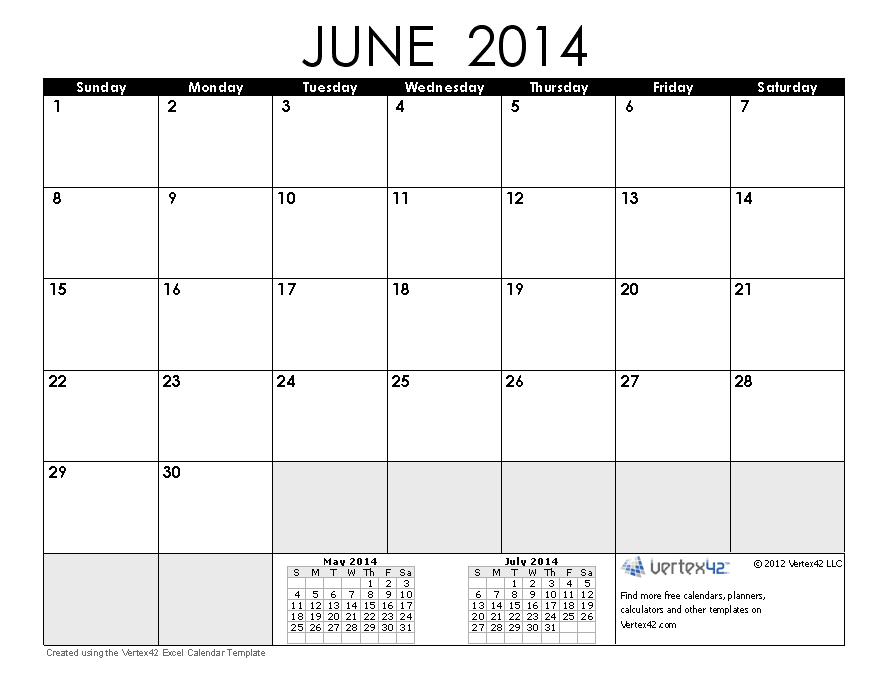 June 2015 Calendar Template