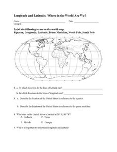 Latitude and Longitude Worksheets 4th Grade