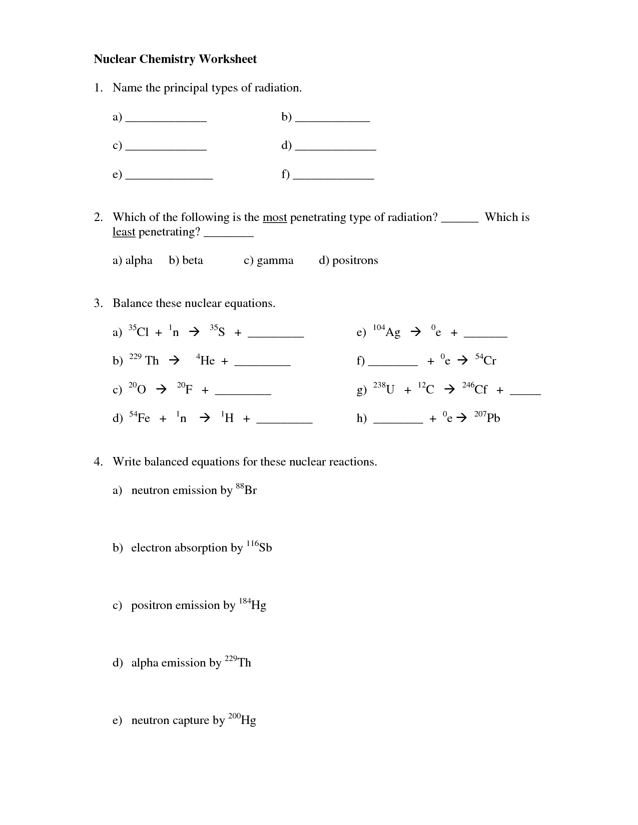 15 Best Images of Nuclear Chemistry Worksheet Answer Key - Nuclear