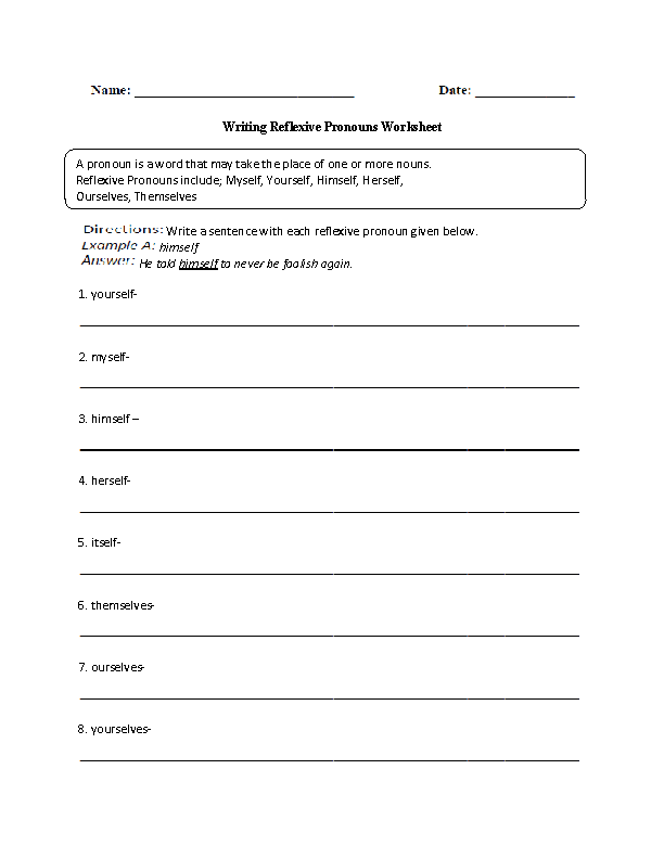 16 Best Images of Reflexive Pronouns 2nd Grade Worksheets - 2nd Grade