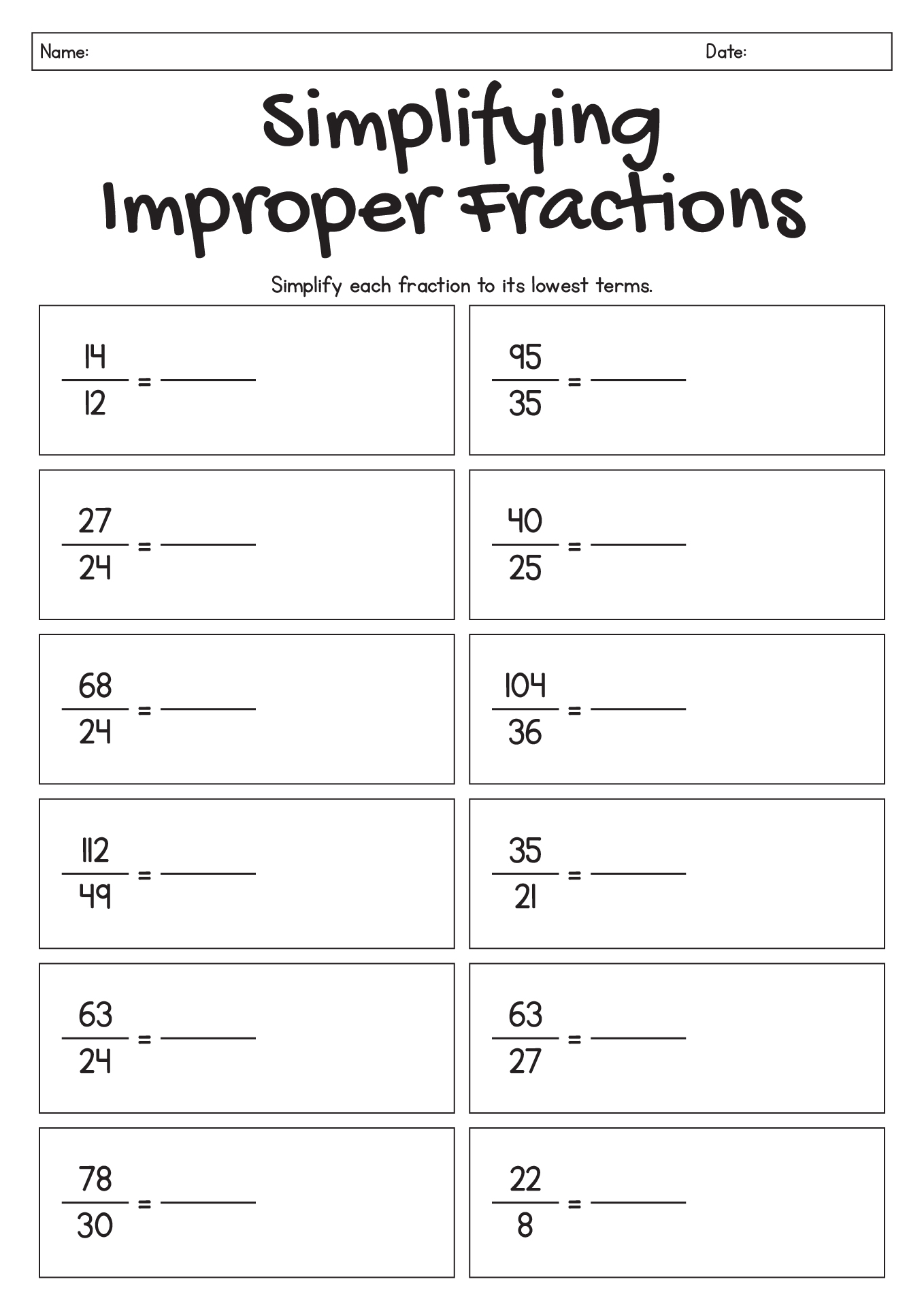 12 Best Images of Simplifying Fractions Worksheets For Grade 5