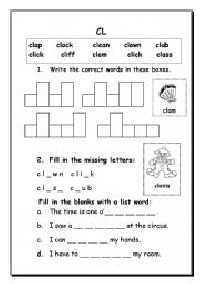 CL Blend Worksheets Kindergarten
