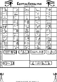 Egyptian Hieroglyphic Alphabet Worksheet