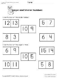 Larger and Smaller Numbers Worksheets