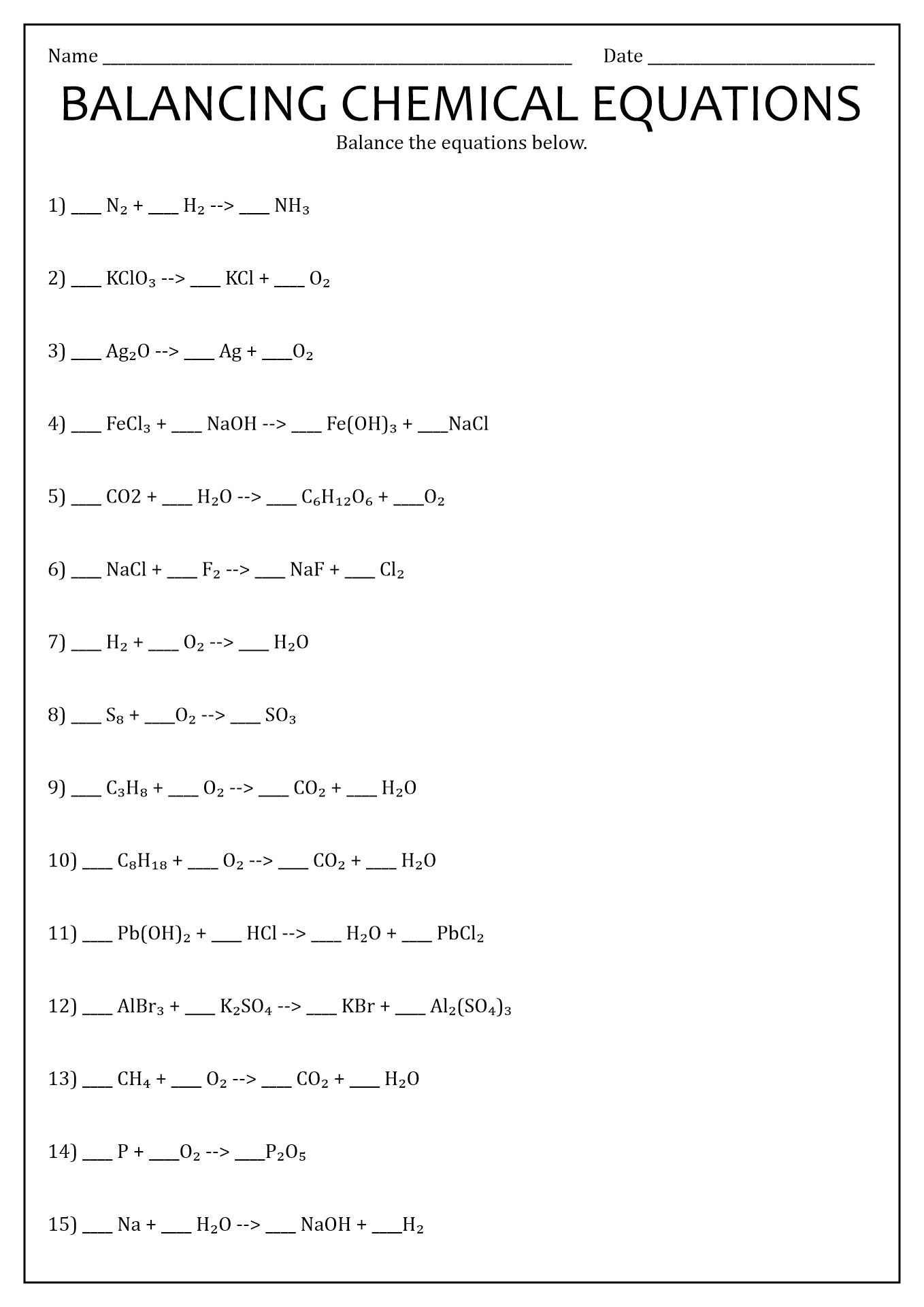 16 Best Images of Types Chemical Reactions Worksheets ...