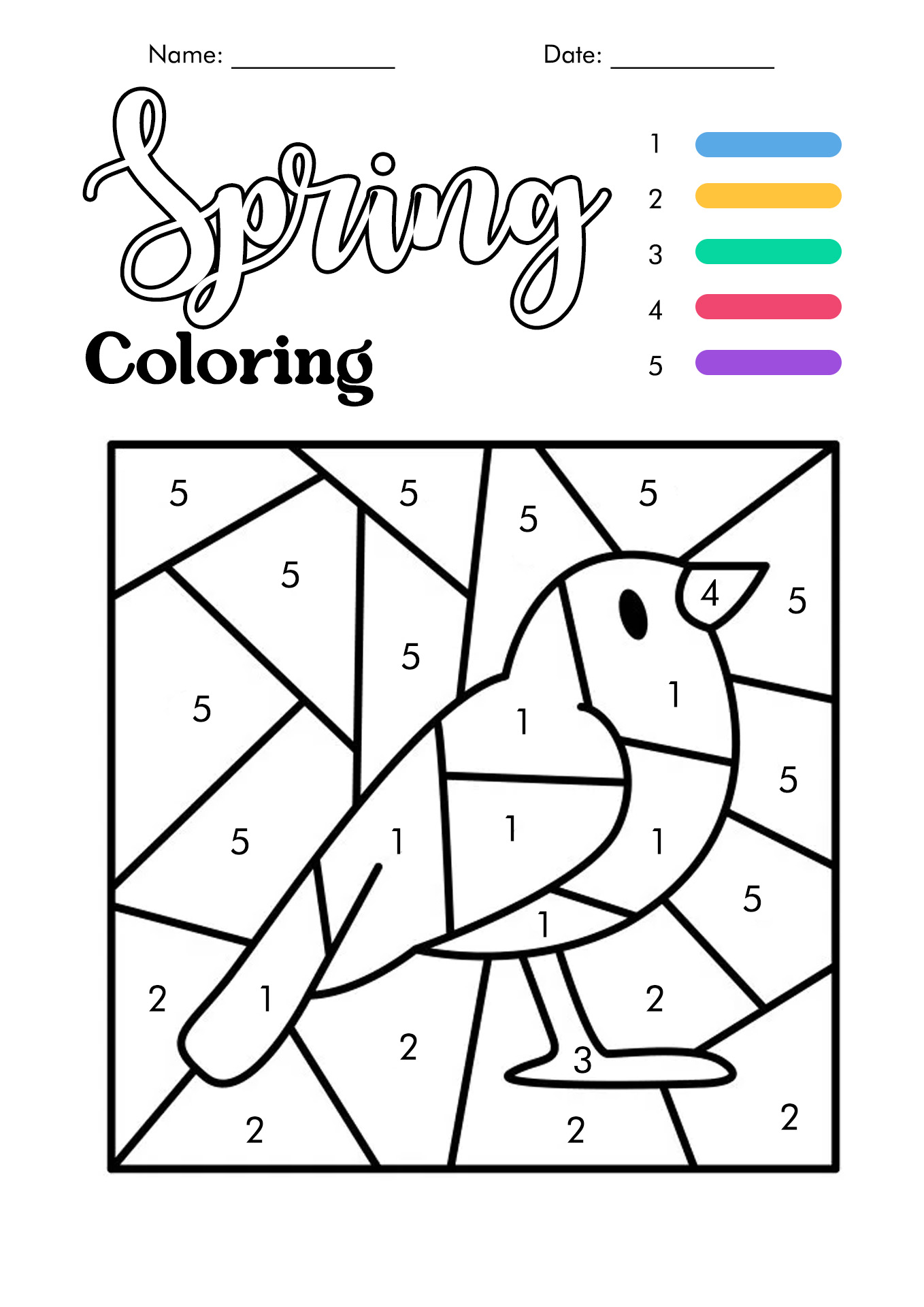 Numbers Printable Worksheet Coloring