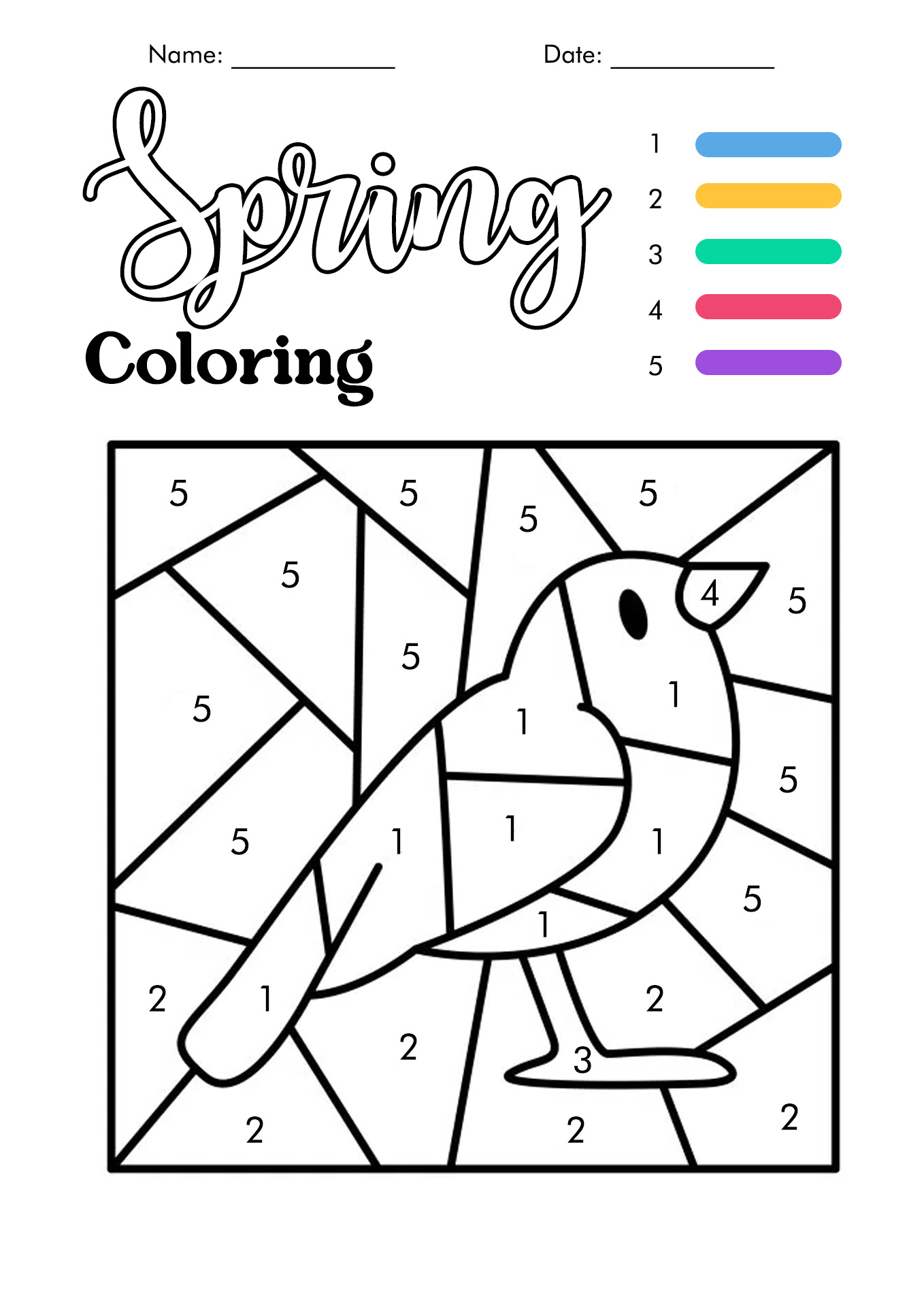 Coloring By Numbers Worksheets For Kindergarteners