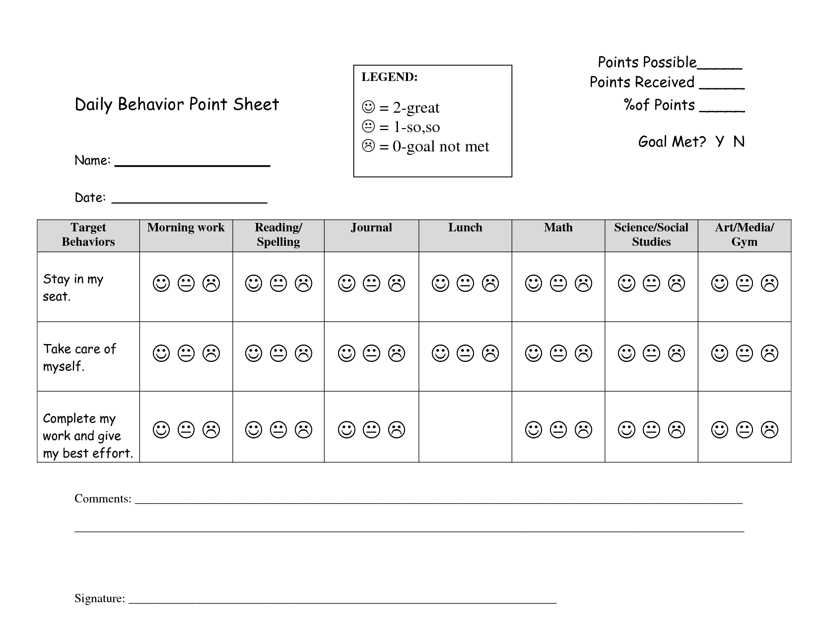 behavior-point-sheet-template