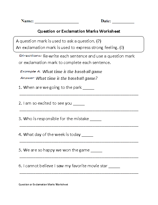 Year 2 Exclamation Sentences Worksheet