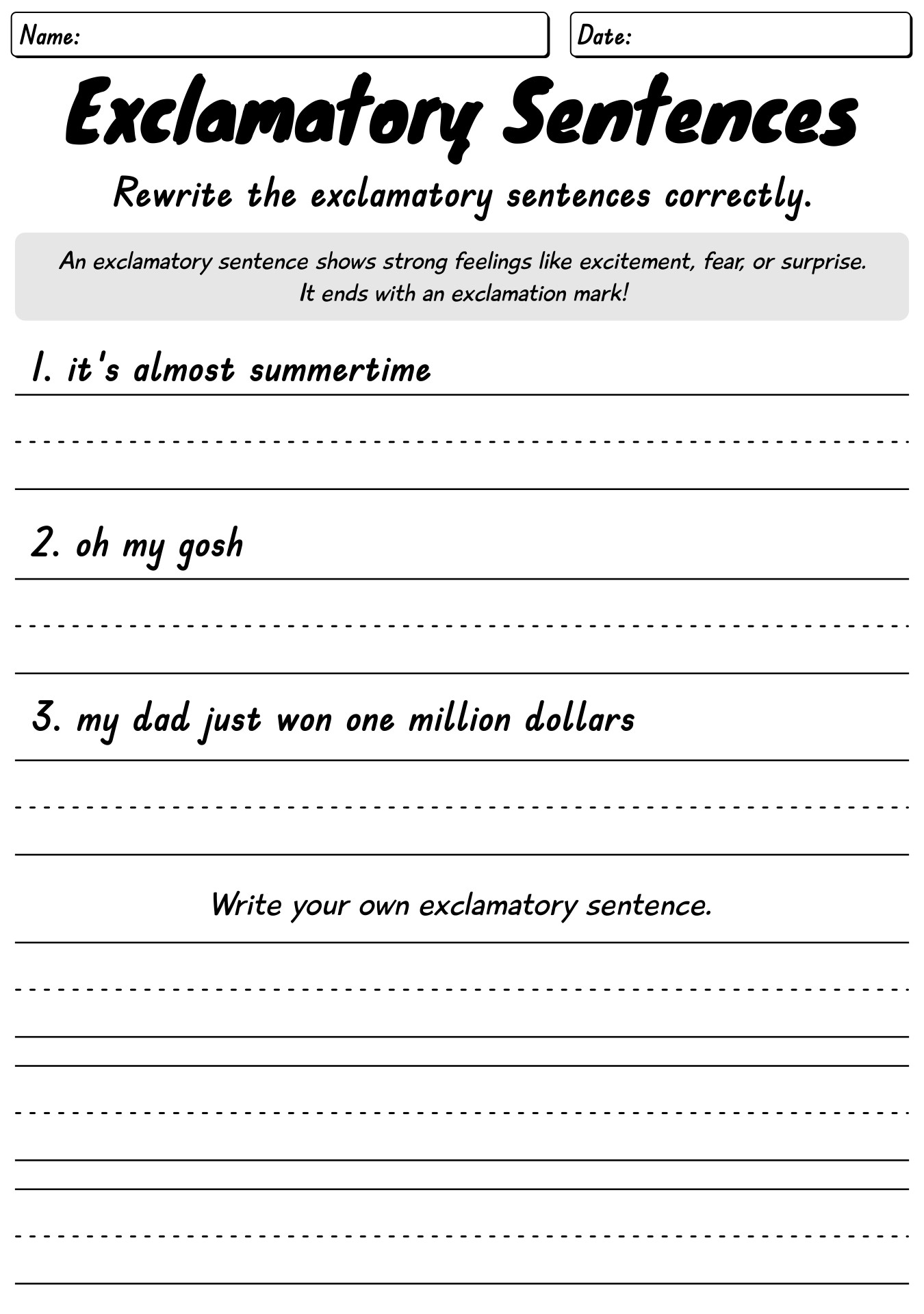 18 Best Images Of Exclamation Worksheets 1st Grade Exclamation Mark Worksheets Exclamation