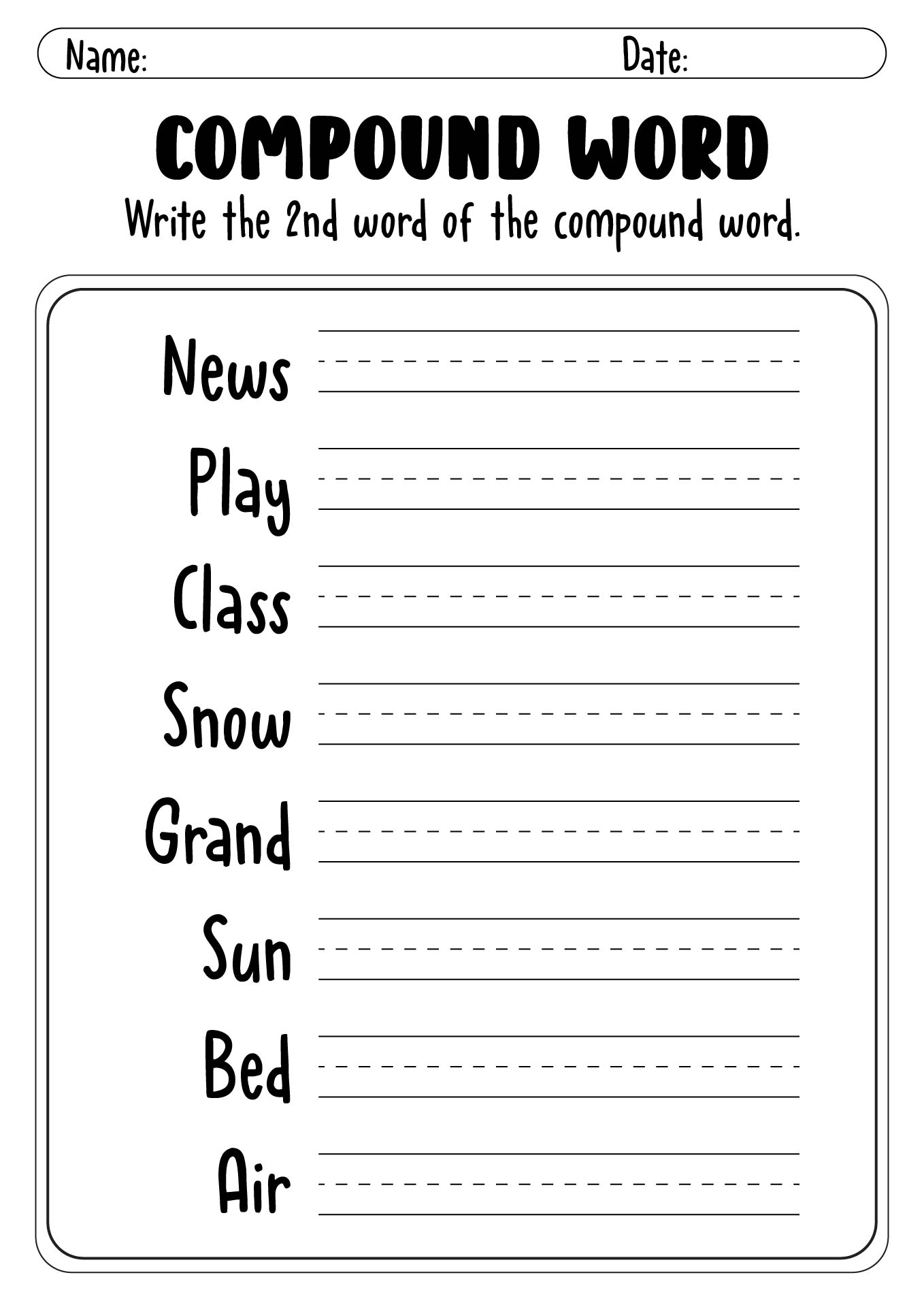 13 Best Images Of Compound Words Worksheets 2nd Grade Compound Words