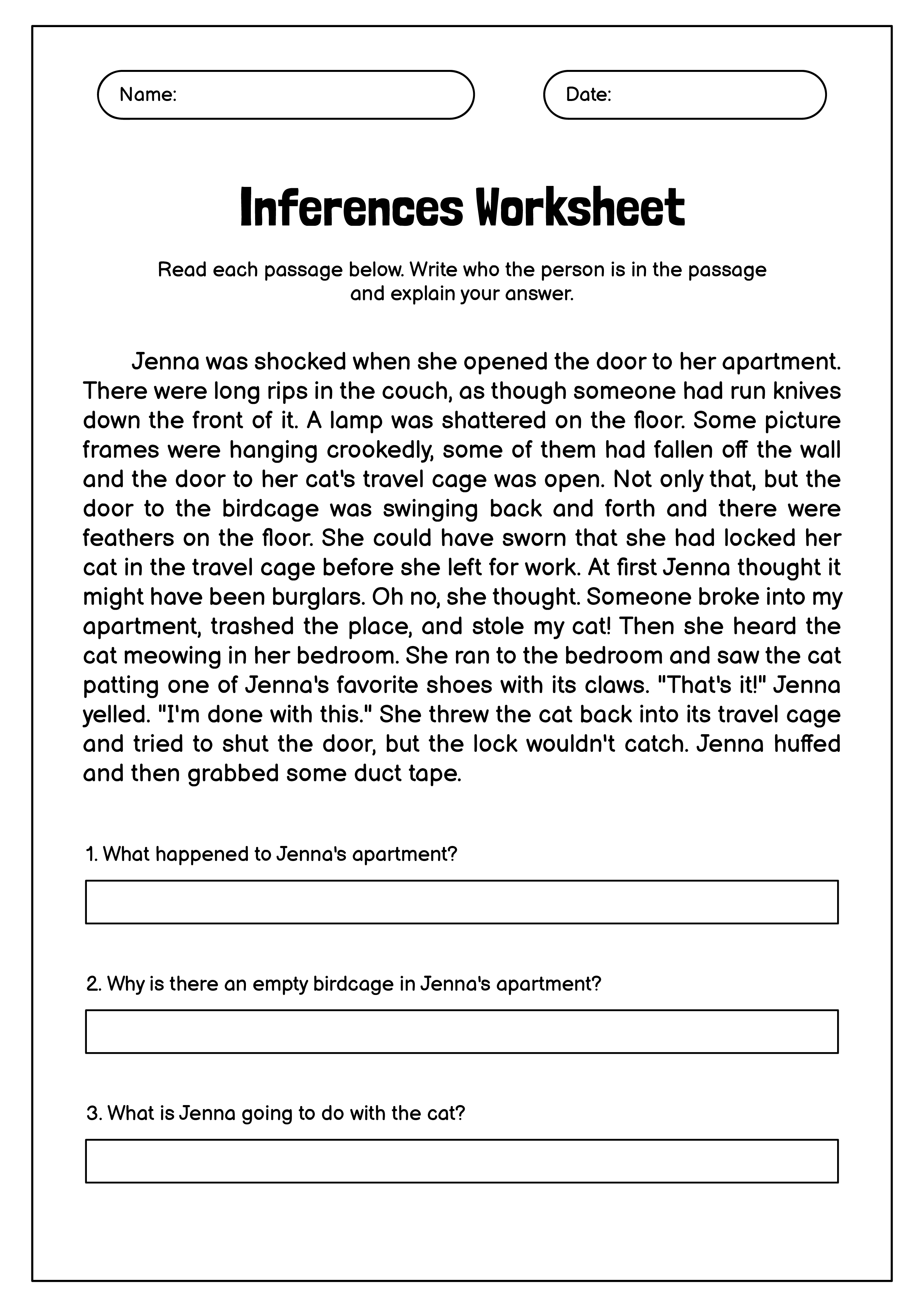 13 Best Images Of Inferences Worksheets With Answers Inference Worksheets 5th Grade Printable 