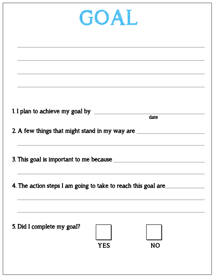 Kids Goal Setting Worksheet