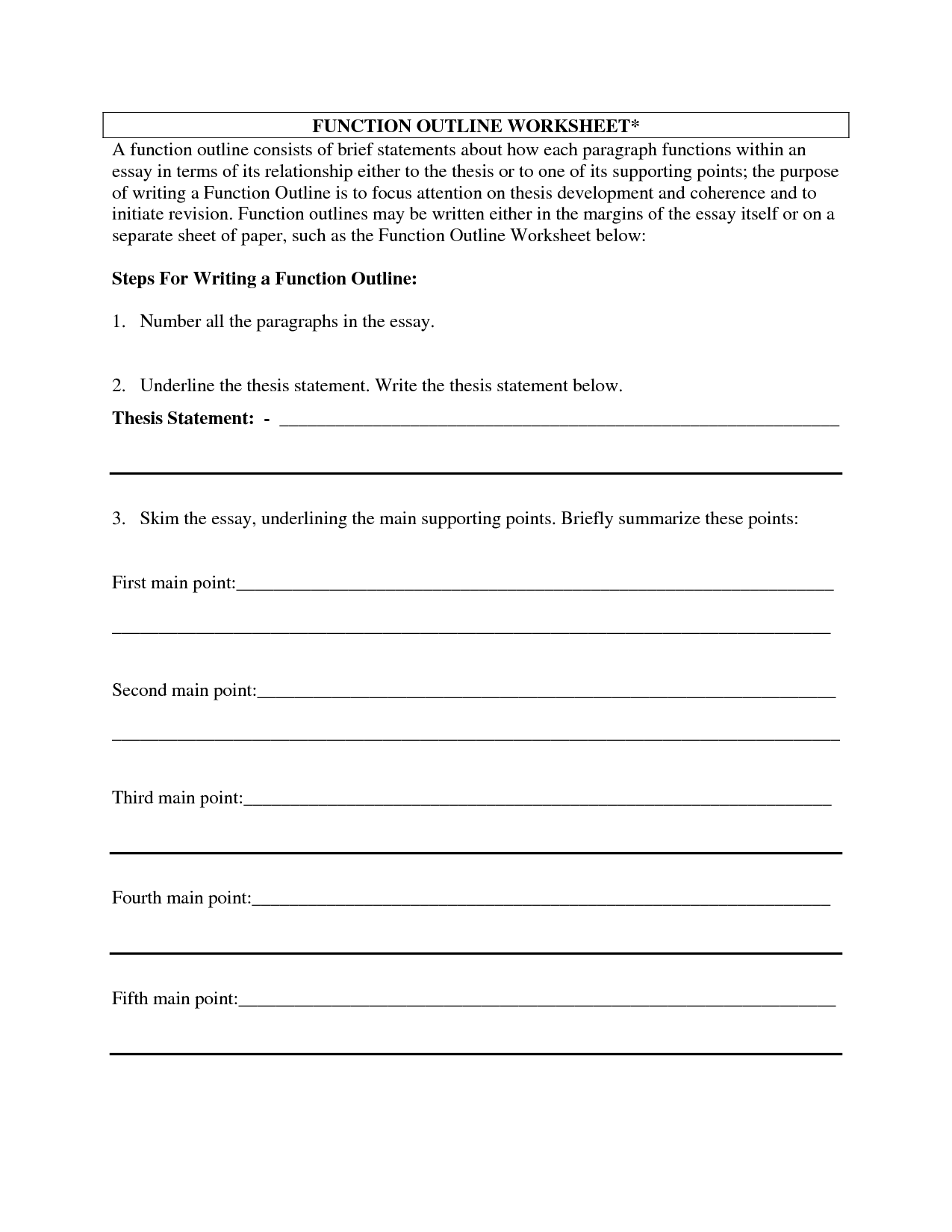 research essay outline worksheet