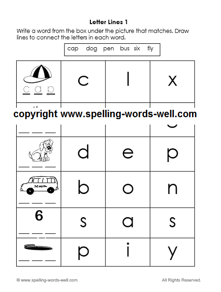 Printable Kindergarten Spelling Words Worksheets
