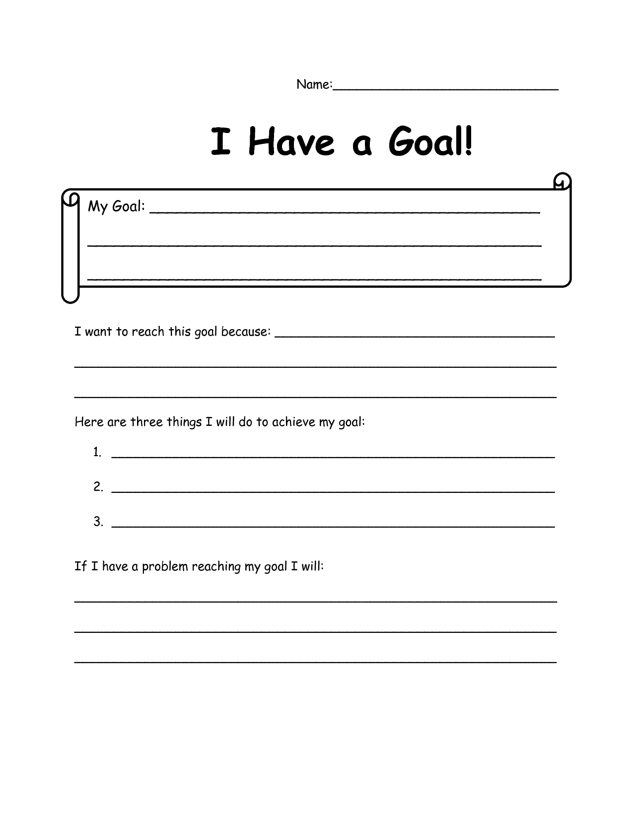 Reading Goal Setting Worksheet