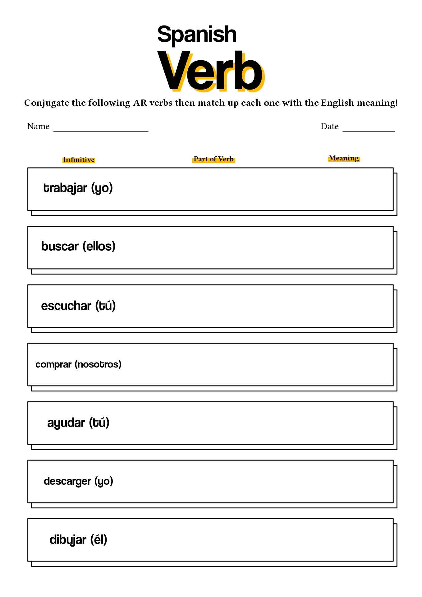 18 Best Images Of Spanish Verb Worksheets Spanish Verb Conjugation Worksheets Blank Spanish