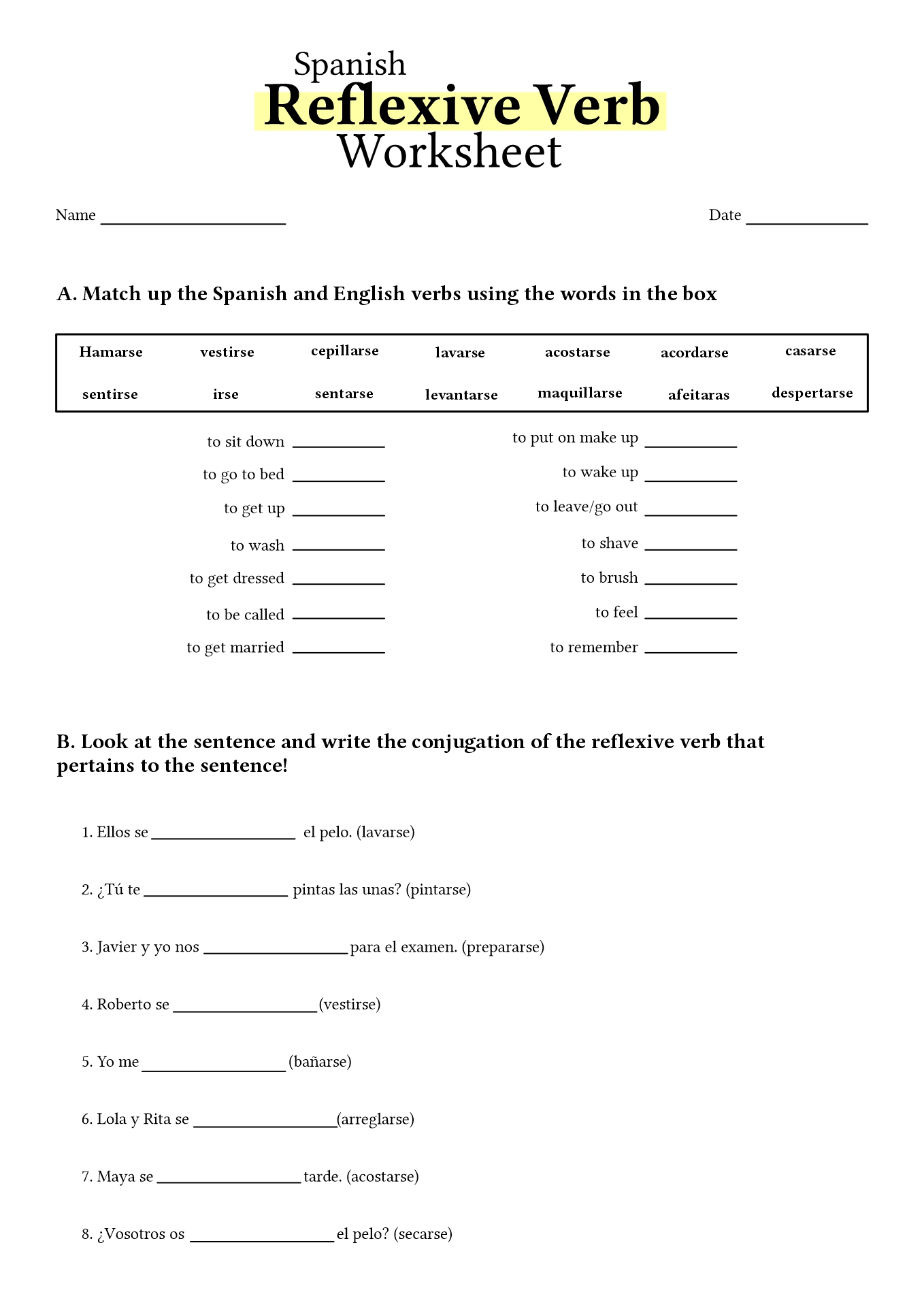 18 Best Images Of Spanish Verb Worksheets Spanish Verb Conjugation Worksheets Blank Spanish