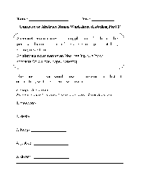 Abstract Concrete Nouns Worksheet