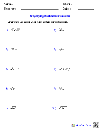 Graphing Radical Functions Algebra 2 Worksheet