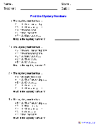 Math Mystery Number Worksheets