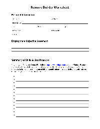 Resume Information Worksheet
