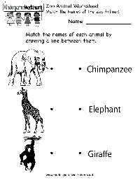 Zoo Animals Worksheets Printable