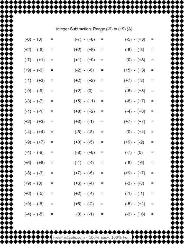15 Best Images of Multiplying Integers Worksheets Grade 7 - Adding