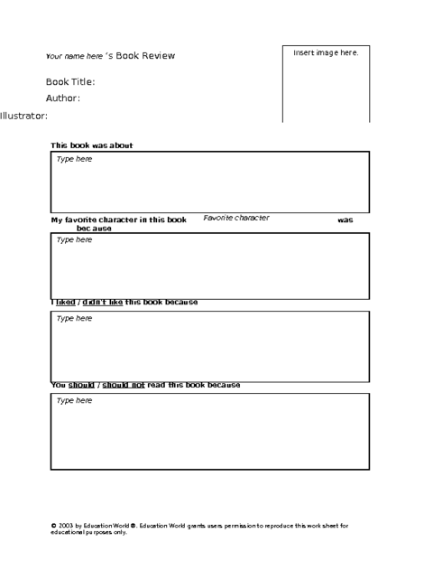 Template book report middle school