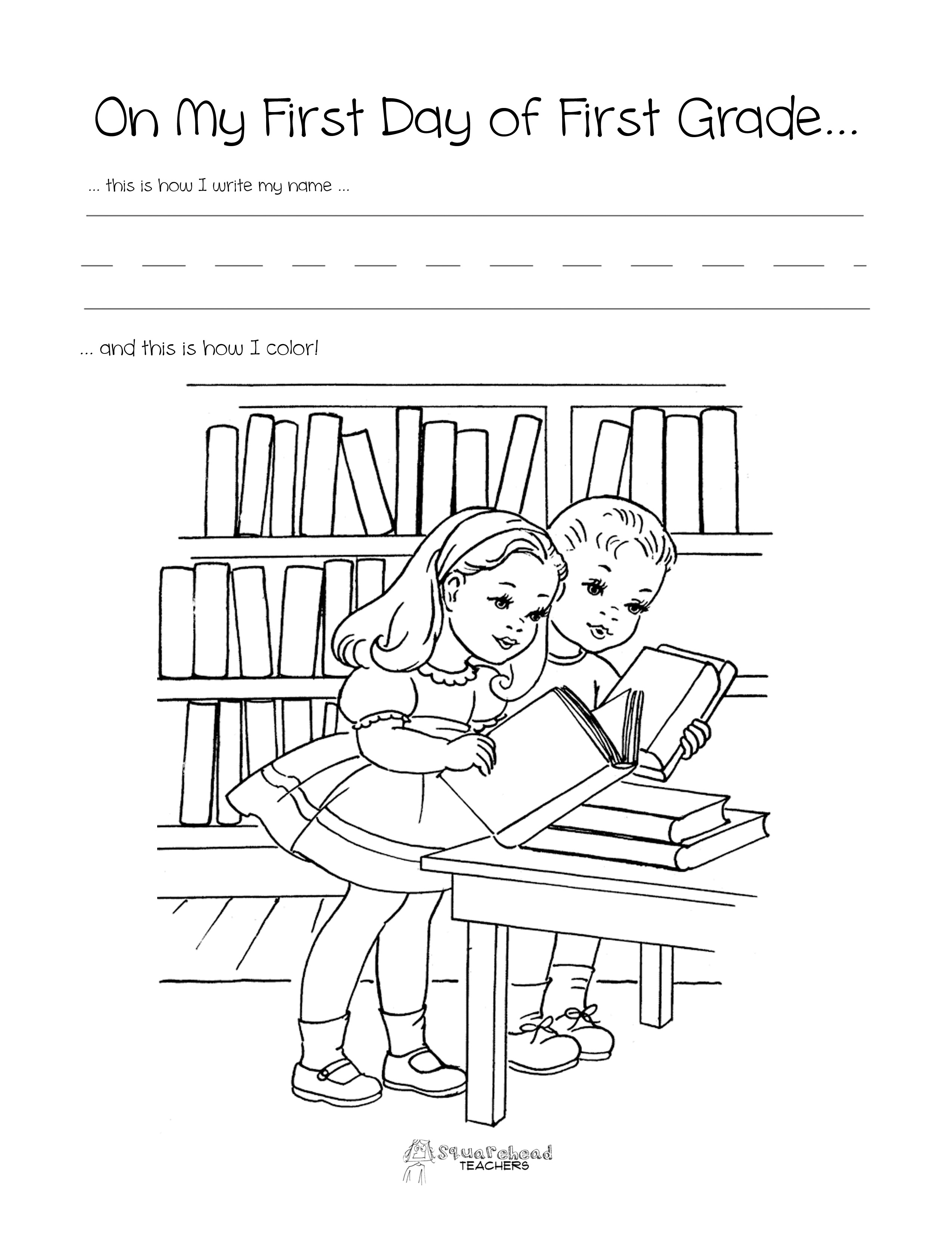 First Day of School Worksheets 1st Grade