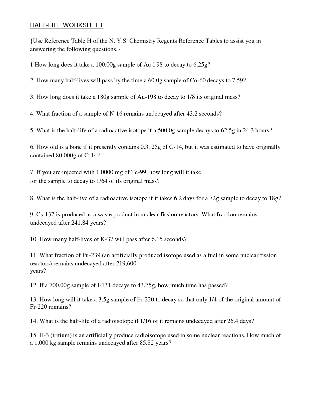 19 Best Images of 11th Grade Science Worksheets PDF  Geologic History Worksheet, HalfLife 