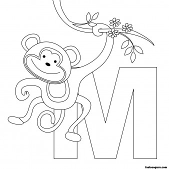 Letter M Coloring Pages Kids Animals