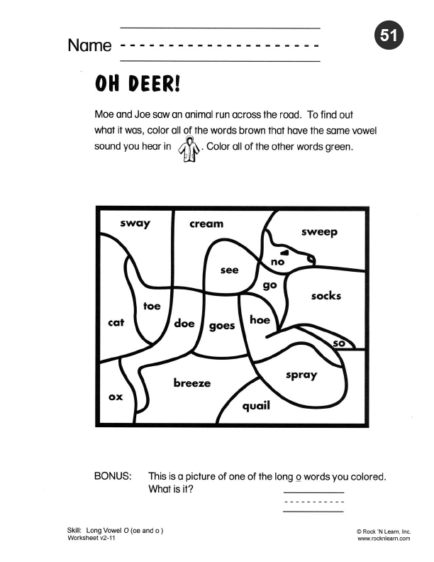 Long O Worksheets
