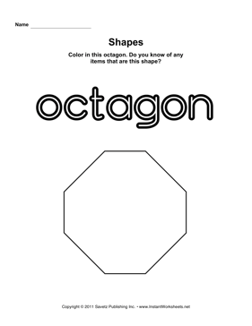 Octagon Shape Printable Worksheet