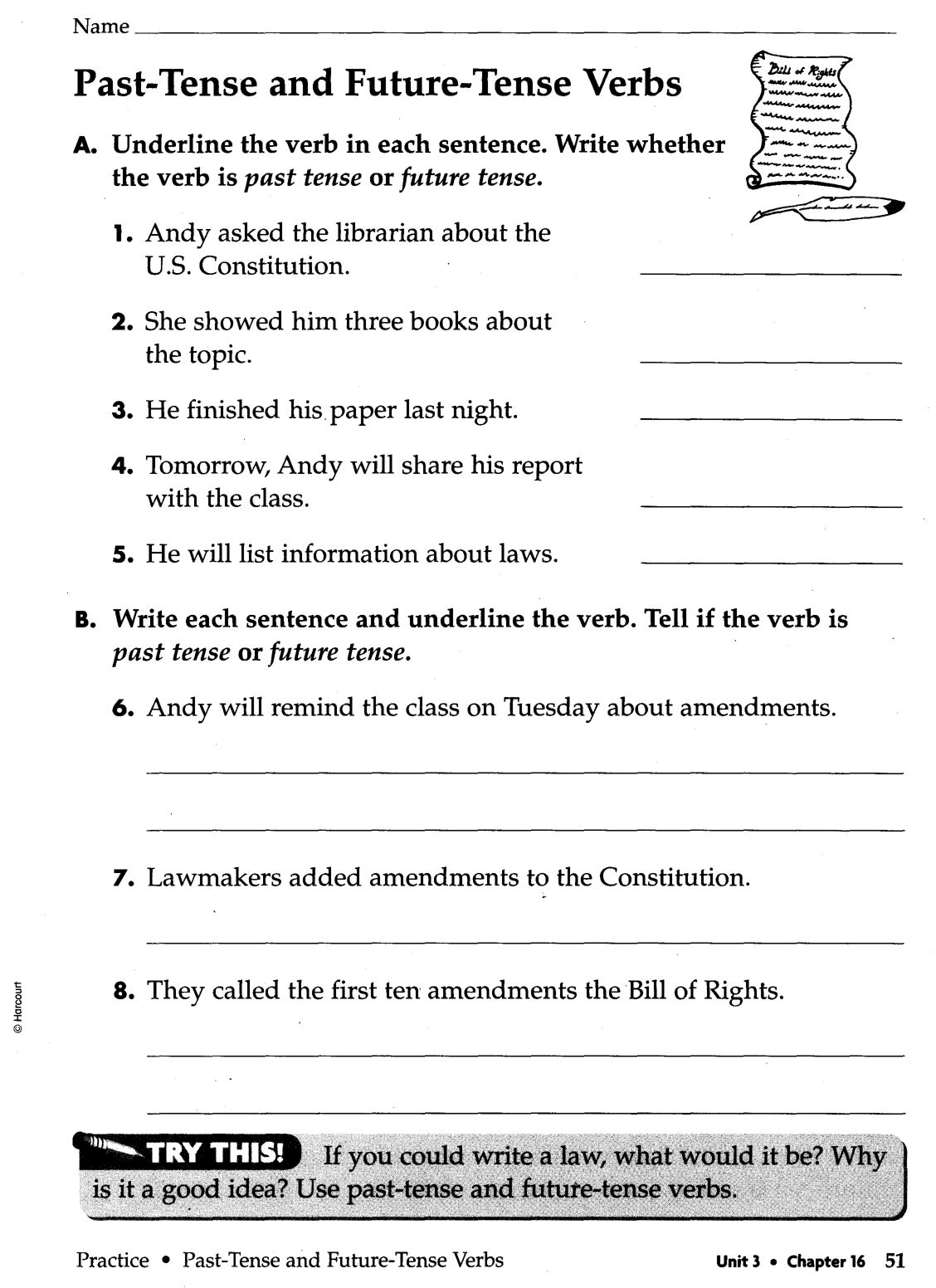 Past Present And Future Tense Goes Going Went Worksheet