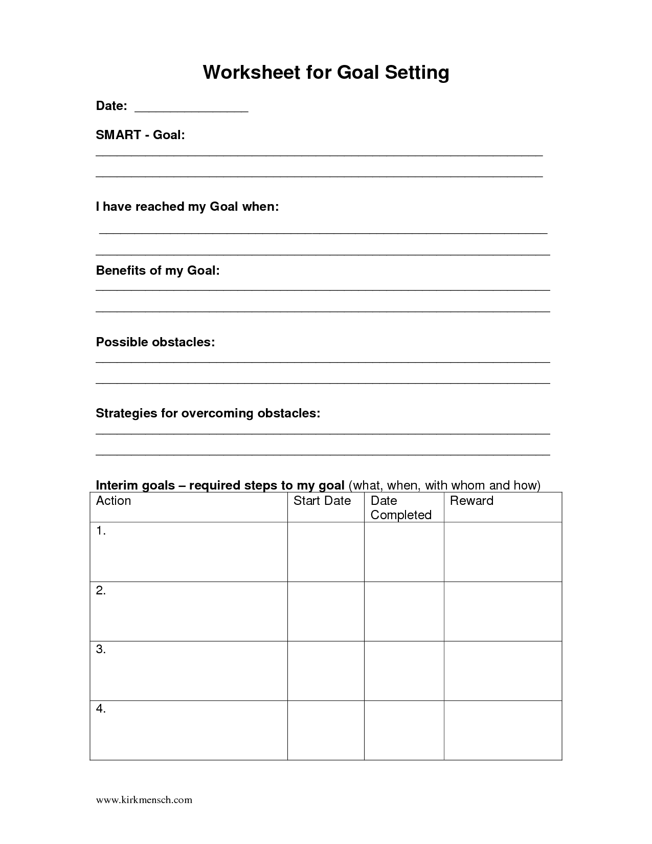 Templates for Sales Goal Setting Worksheets