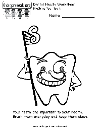 Dental Health Kindergarten Worksheets