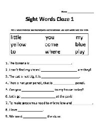 Dolch Sight Words Activity Worksheets