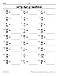 Simplifying Fractions Worksheets 5th Grade Math