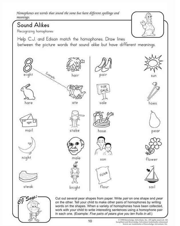First Grade Homophone Worksheet
